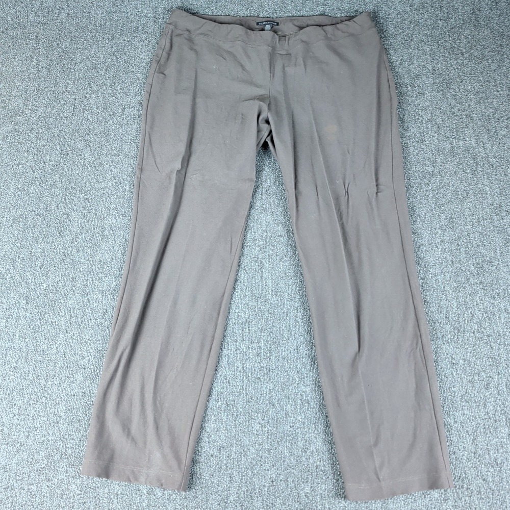 Eileen Fisher Pants Size L Large Womens Brown Straight Leg Stretch Ponte Pull On — photo 2